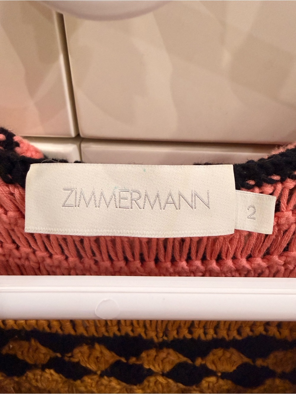 Zimmermann Tiggy Crocheted Tiered Mini Dress stripes ruffles Size 2 - Picture 6 of 6